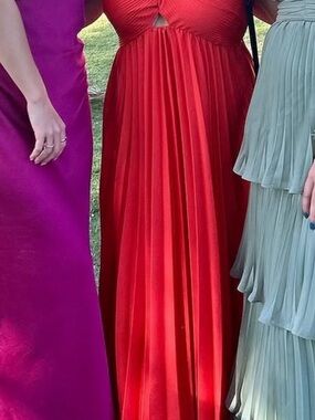 Mango Red Pleated Prom Dress